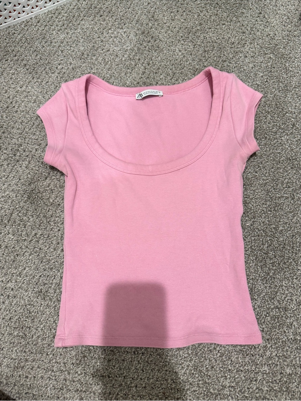Zara Soft Pink Scoop Neck Short Sleeve Tee